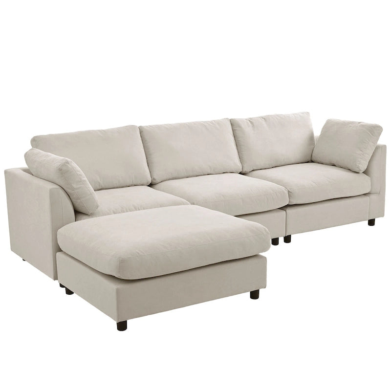 Canapé d'angle quatre places en L beige 113