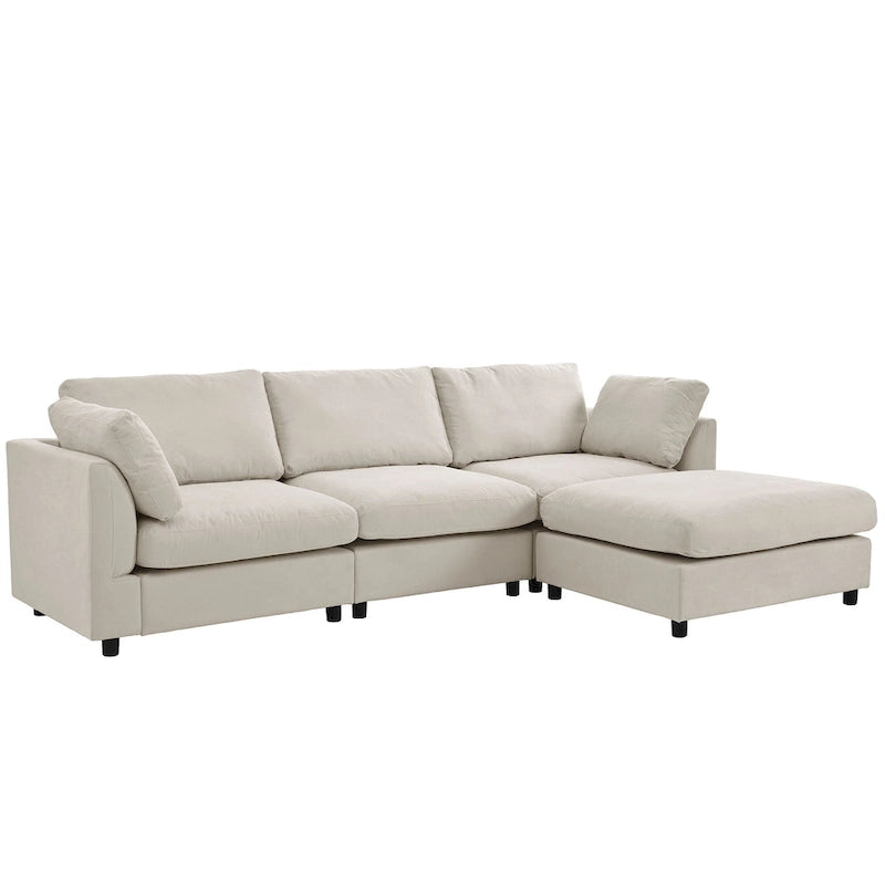 Canapé d'angle quatre places en L beige 113