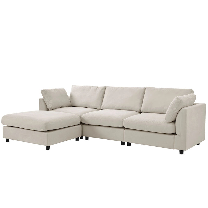 Canapé d'angle quatre places en L beige 113