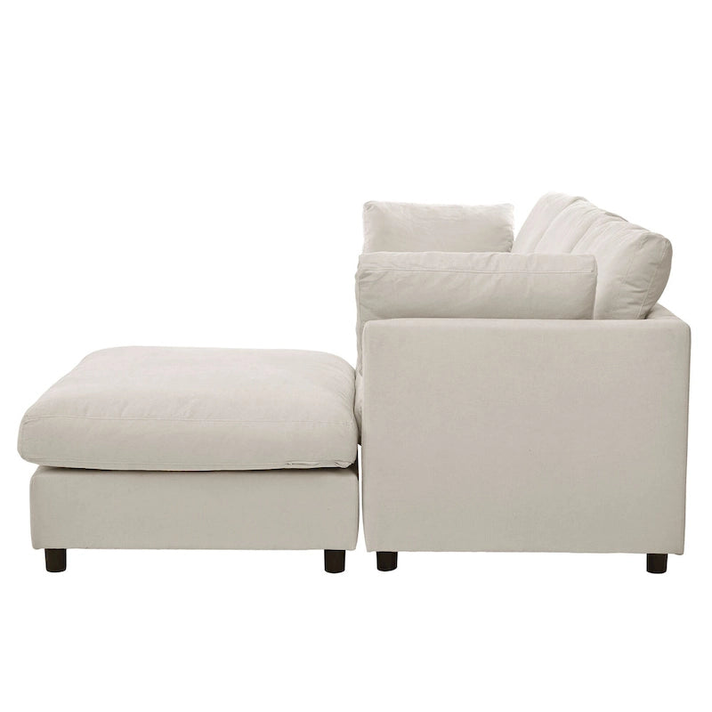 Canapé d'angle quatre places en L beige 113