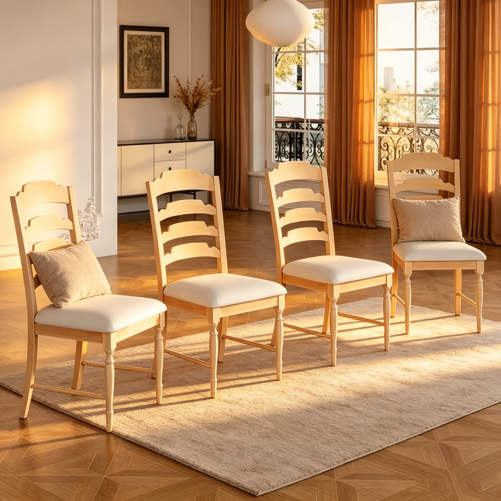 Chaise de salle à manger tapissée style rétro traditionnel