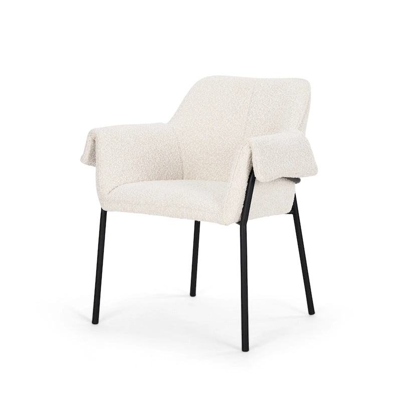 Chaise de salle à manger en velours couleur crème