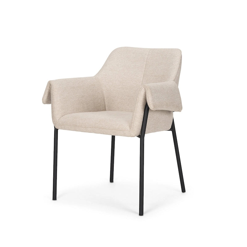 Chaise de salle à manger en velours couleur crème