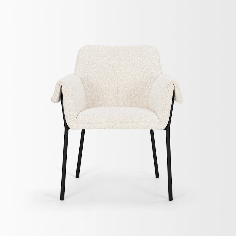 Chaise de salle à manger en velours couleur crème