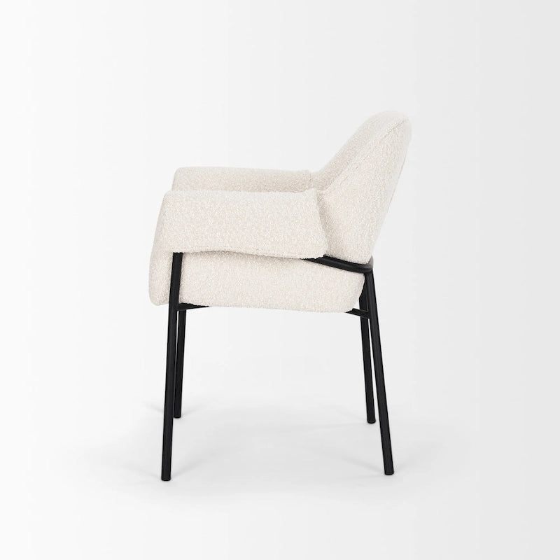 Chaise de salle à manger en velours couleur crème