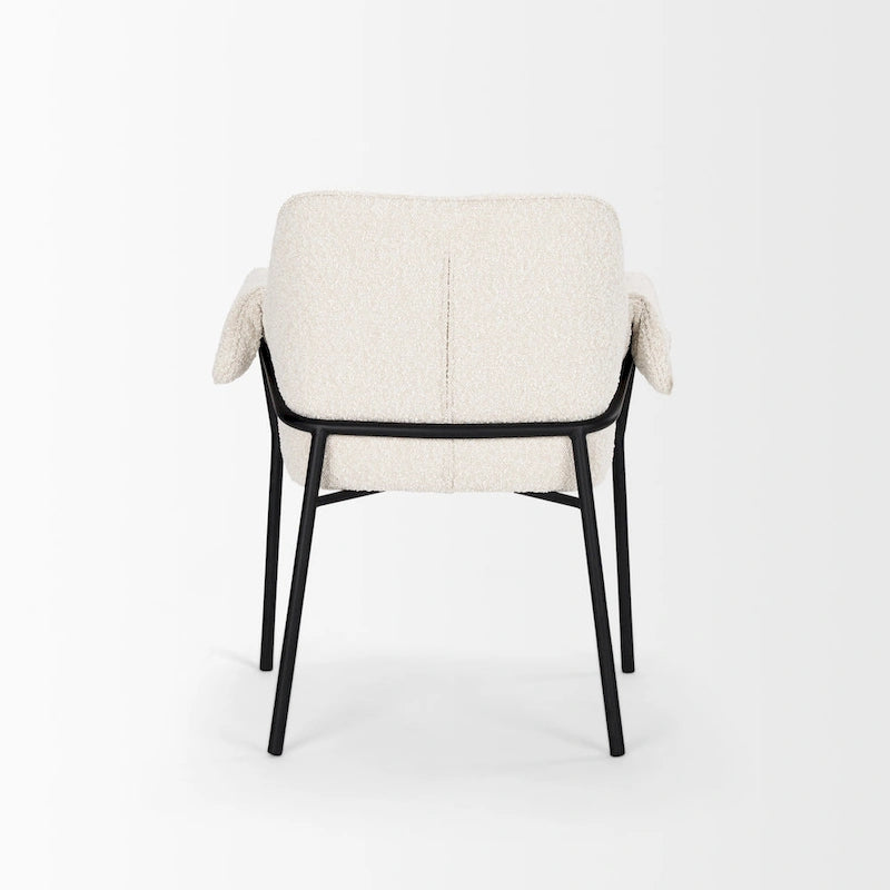 Chaise de salle à manger en velours couleur crème