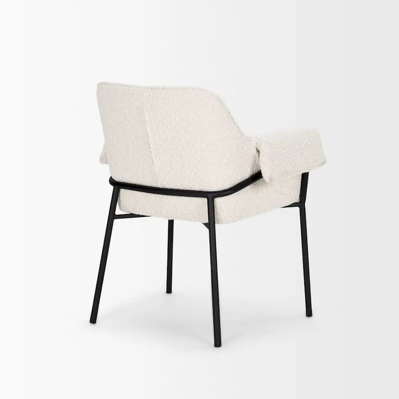 Chaise de salle à manger en velours couleur crème