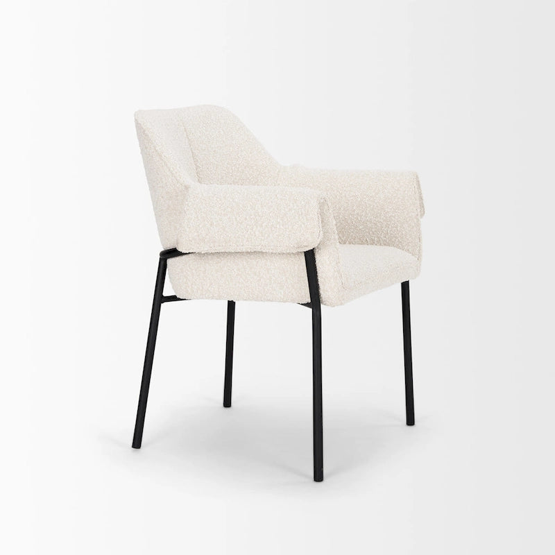 Chaise de salle à manger en velours couleur crème