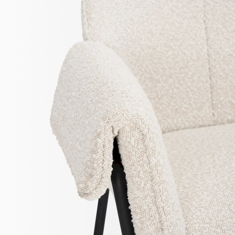 Chaise de salle à manger en velours couleur crème