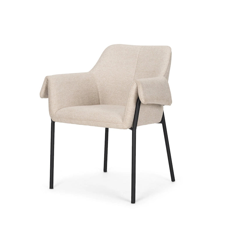 Chaise de salle à manger en velours couleur crème