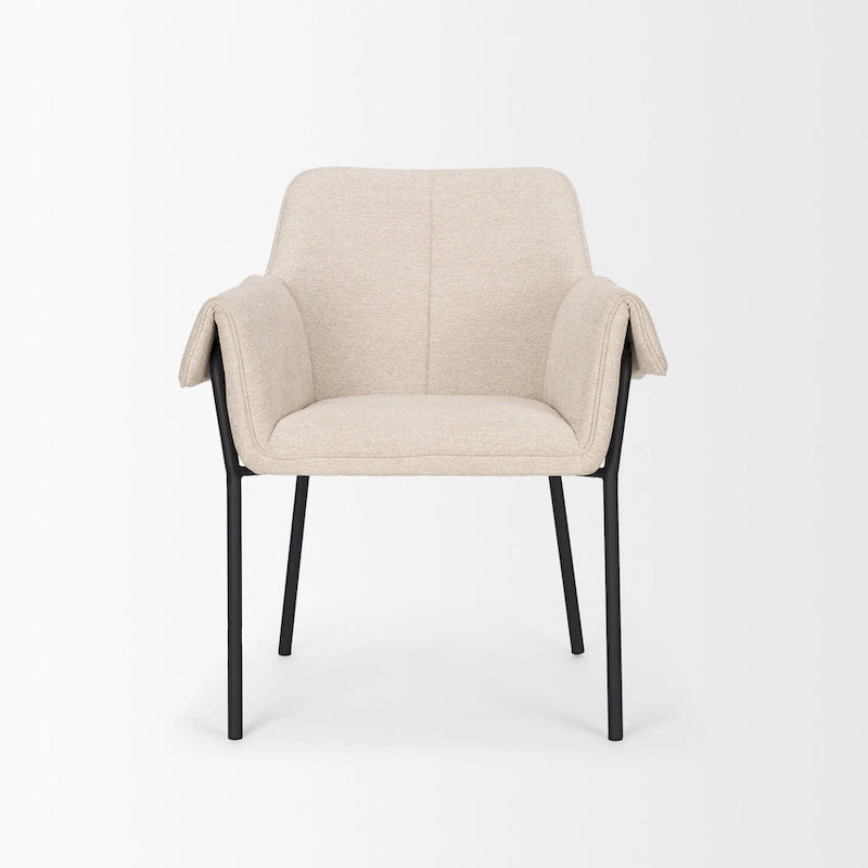 Chaise de salle à manger en velours couleur crème