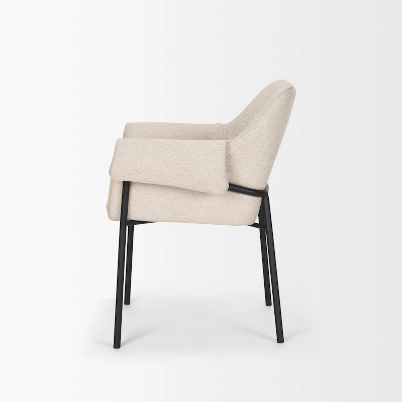 Chaise de salle à manger en velours couleur crème