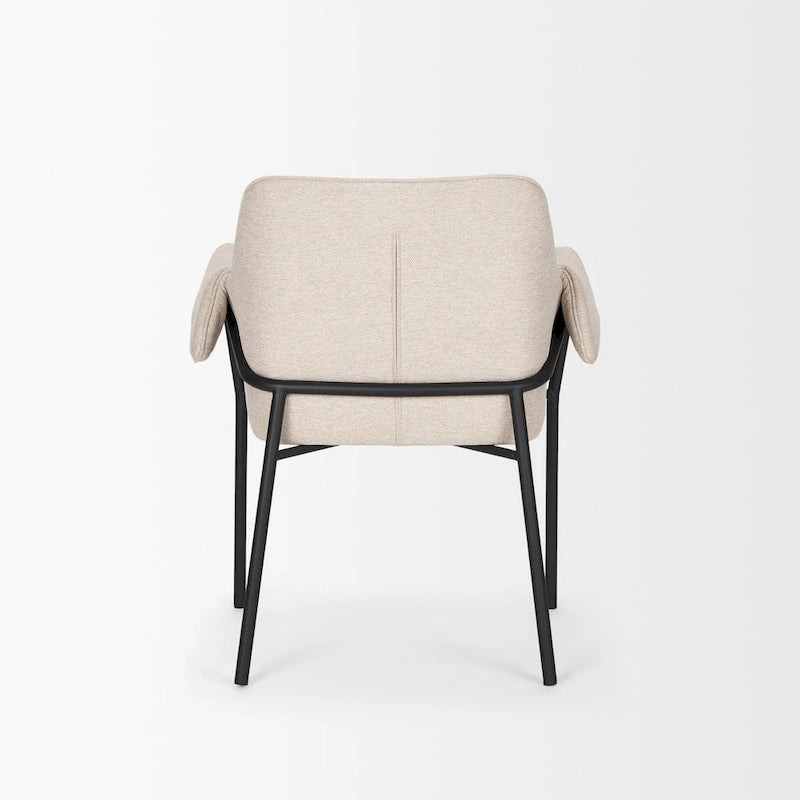 Chaise de salle à manger en velours couleur crème
