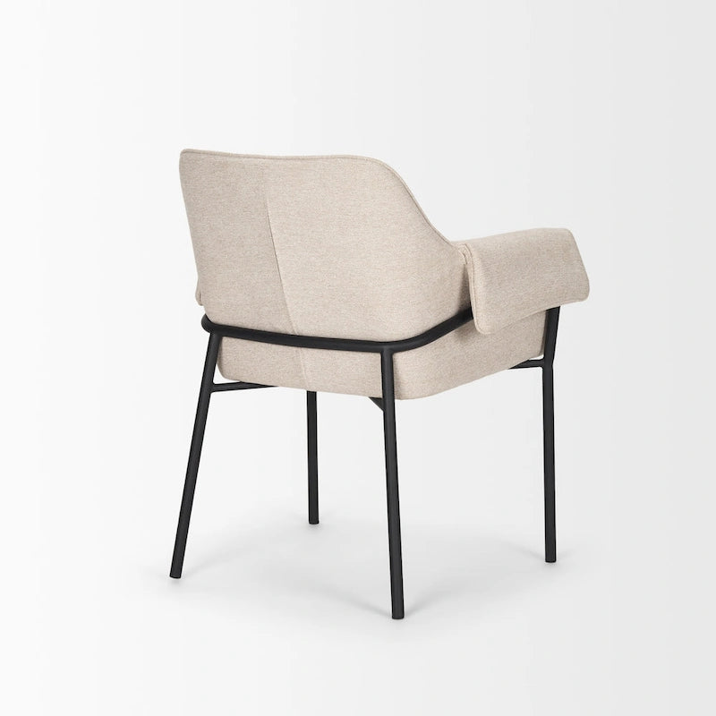 Chaise de salle à manger en velours couleur crème