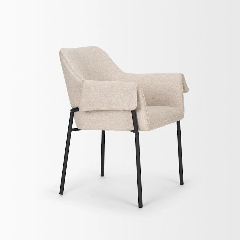 Chaise de salle à manger en velours couleur crème