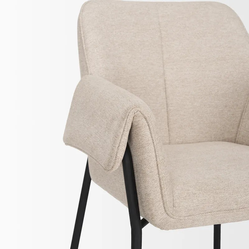 Chaise de salle à manger en velours couleur crème