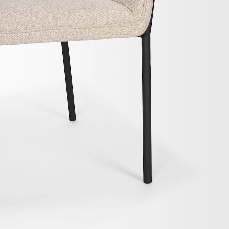 Chaise de salle à manger en velours couleur crème