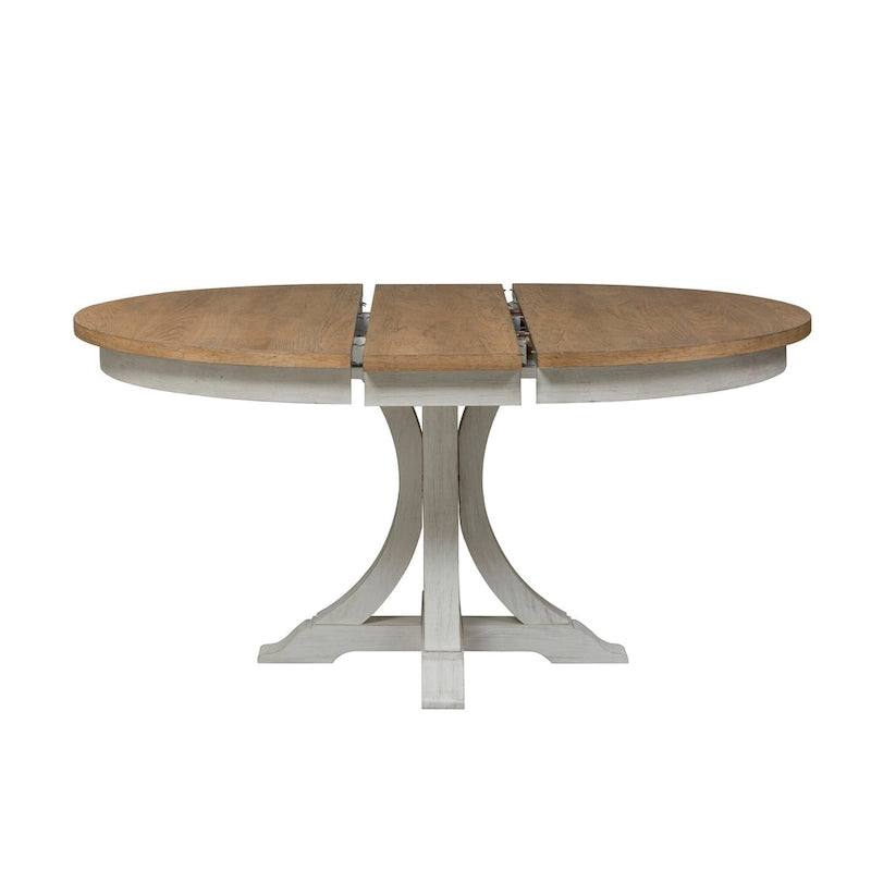 Table et chaises rétro à base blanche de style ferme
