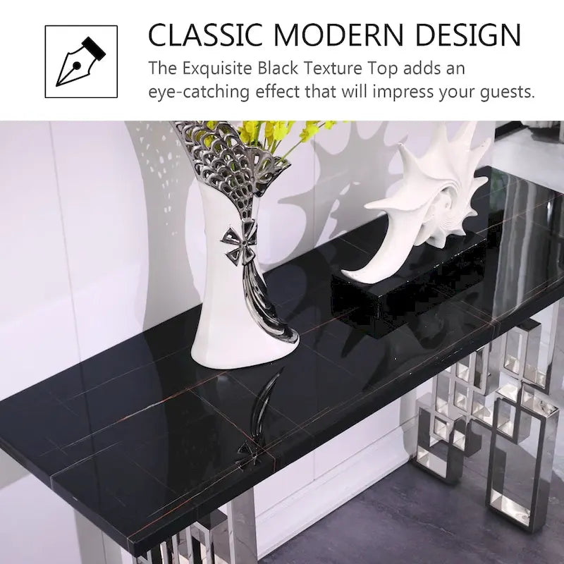 Console moderne/table de canapé avec base en métal miroir