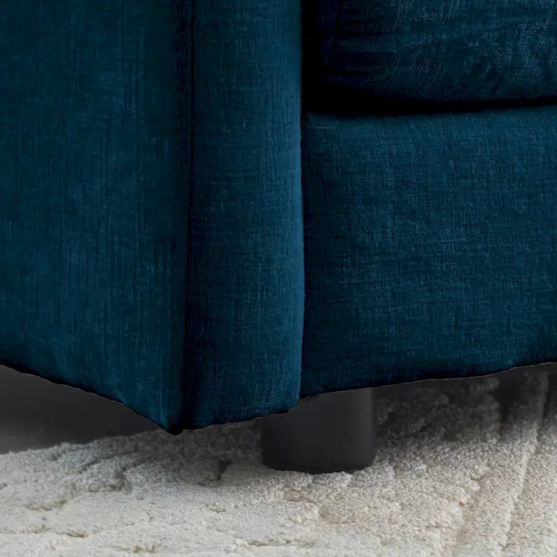 Canapé d'angle rembourré avec pouf, bleu