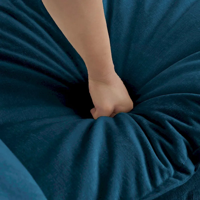 Canapé d'angle rembourré avec pouf, bleu
