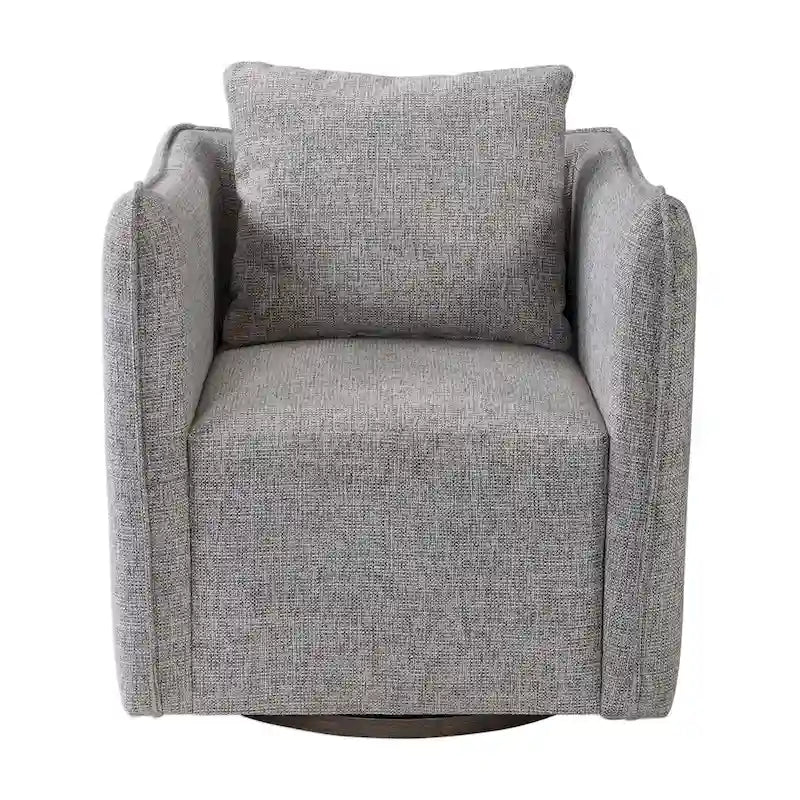 Uttermost Corben 29 Wide Shelter Arm Wood Frame Swivel Accent Chair
