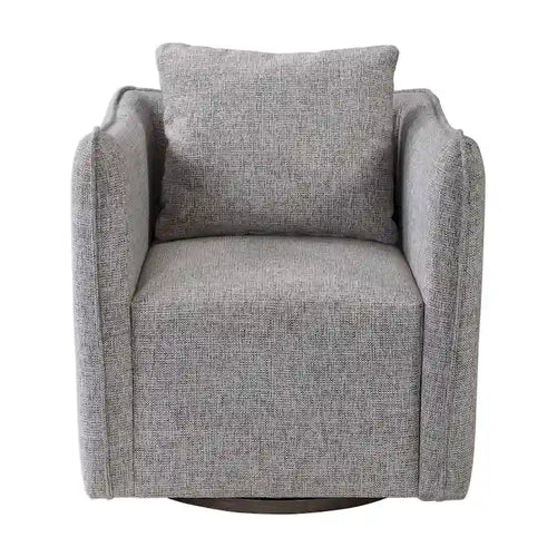 Uttermost Corben 29 Wide Shelter Arm Wood Frame Swivel Accent Chair