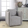 Fauteuil pivotant à cadre en bois et larges accoudoirs de 29 po