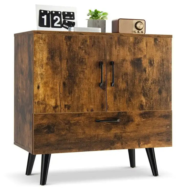 Armoire de rangement moderne sur pied avec deux portes et un tiroir