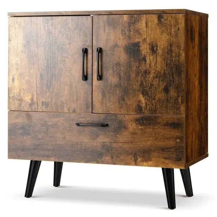 Armoire de rangement moderne sur pied avec deux portes et un tiroir