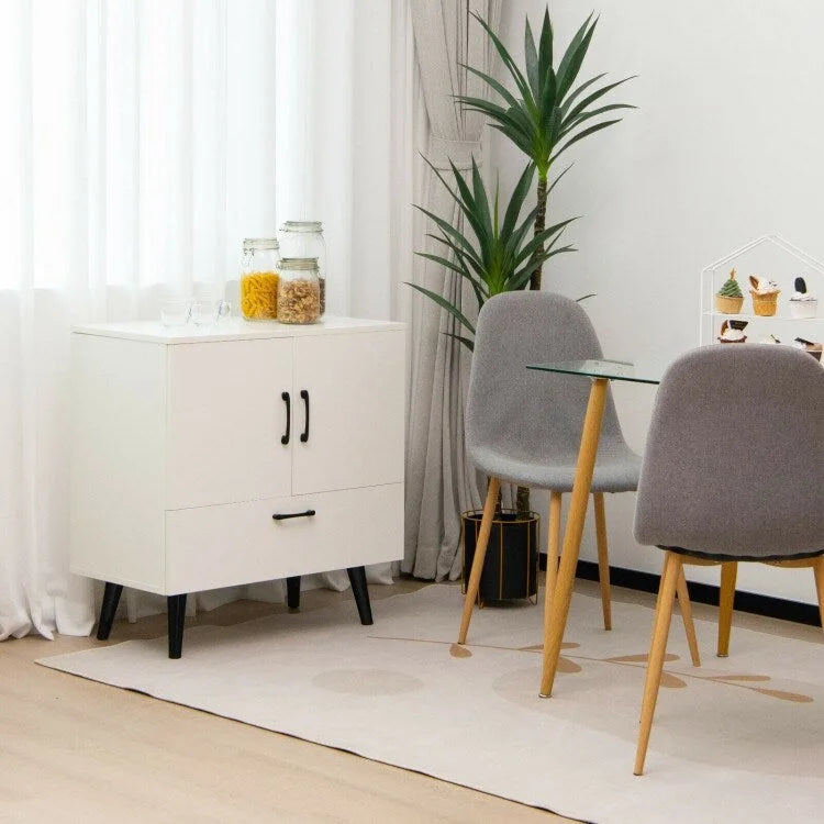 Armoire de rangement moderne sur pied avec deux portes et un tiroir