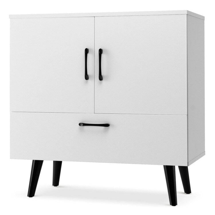 Armoire de rangement moderne sur pied avec deux portes et un tiroir