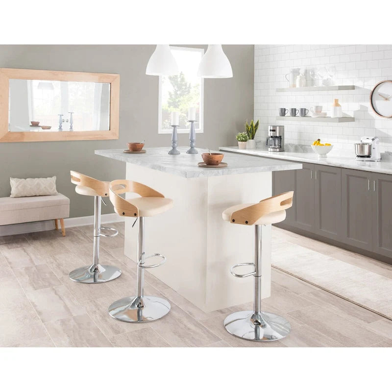 Tabouret de bar réglable avec repose-pieds ovale