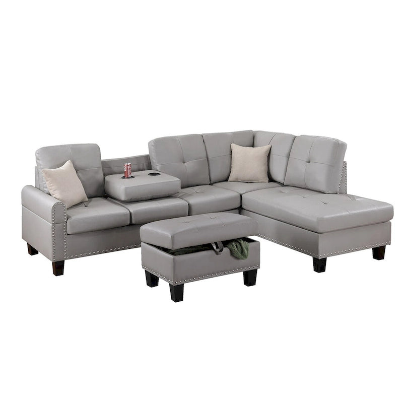 Canapé d'angle avec pouf de rangement