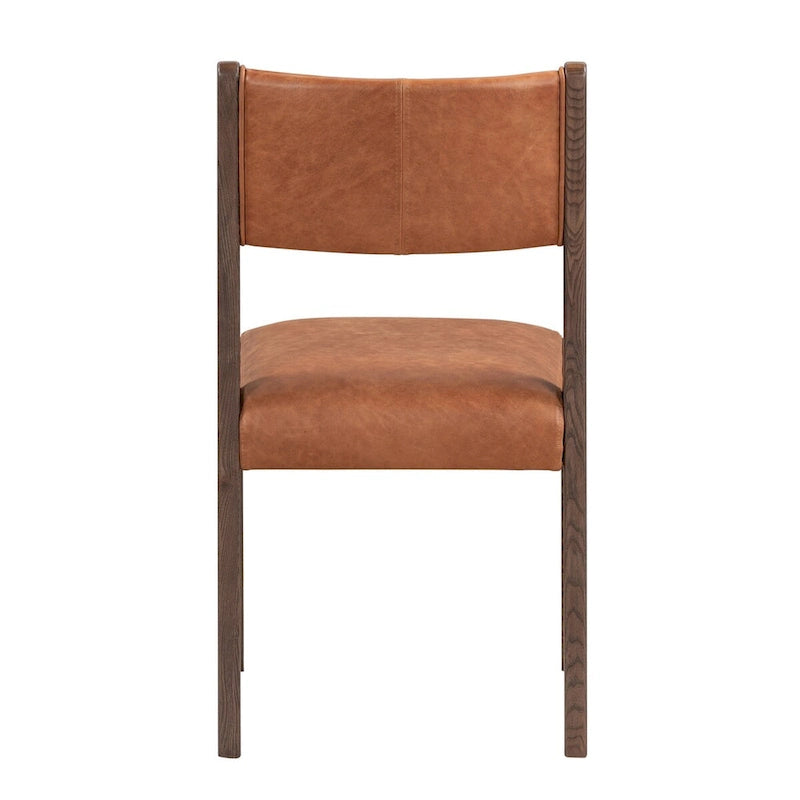 Chaise de salle à manger classique en cuir véritable