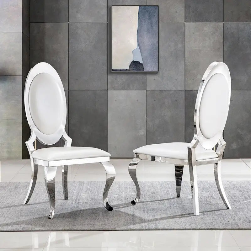 Chaises de salle à manger de luxe en cuir PU blanc