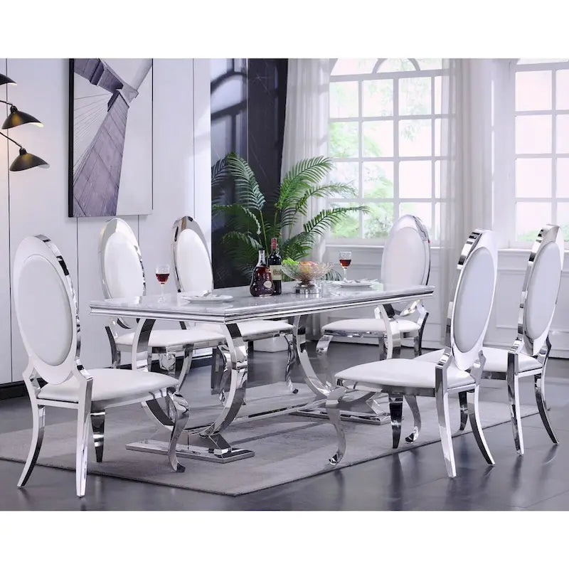 Chaises de salle à manger de luxe en cuir PU blanc
