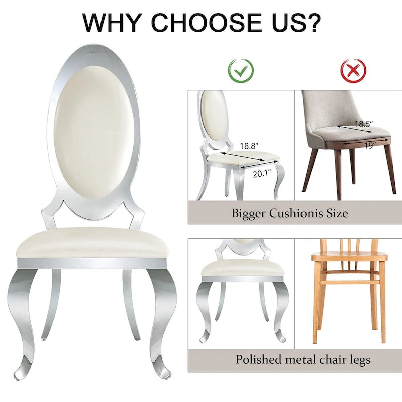 Chaises de salle à manger de luxe en cuir PU blanc