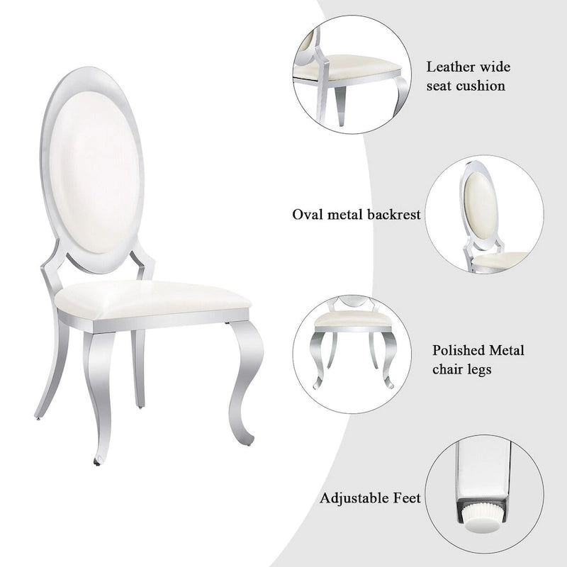 Chaises de salle à manger de luxe en cuir PU blanc