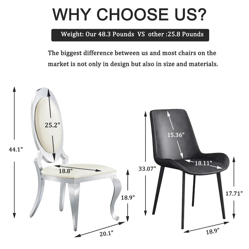 Chaises de salle à manger de luxe en cuir PU blanc