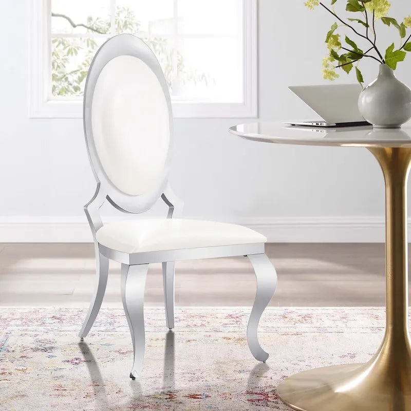 Chaises de salle à manger de luxe en cuir PU blanc