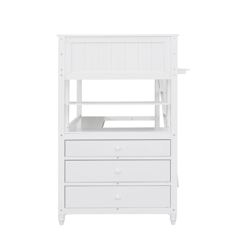 Lit mezzanine simple avec bureau et coiffeuse
