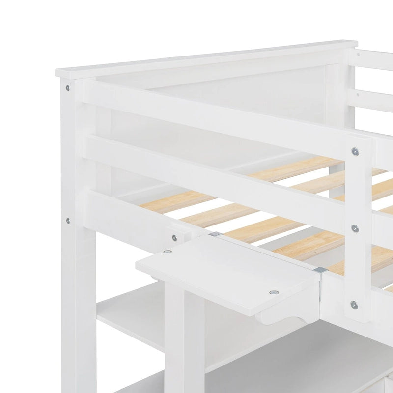 Lit mezzanine simple avec bureau et coiffeuse