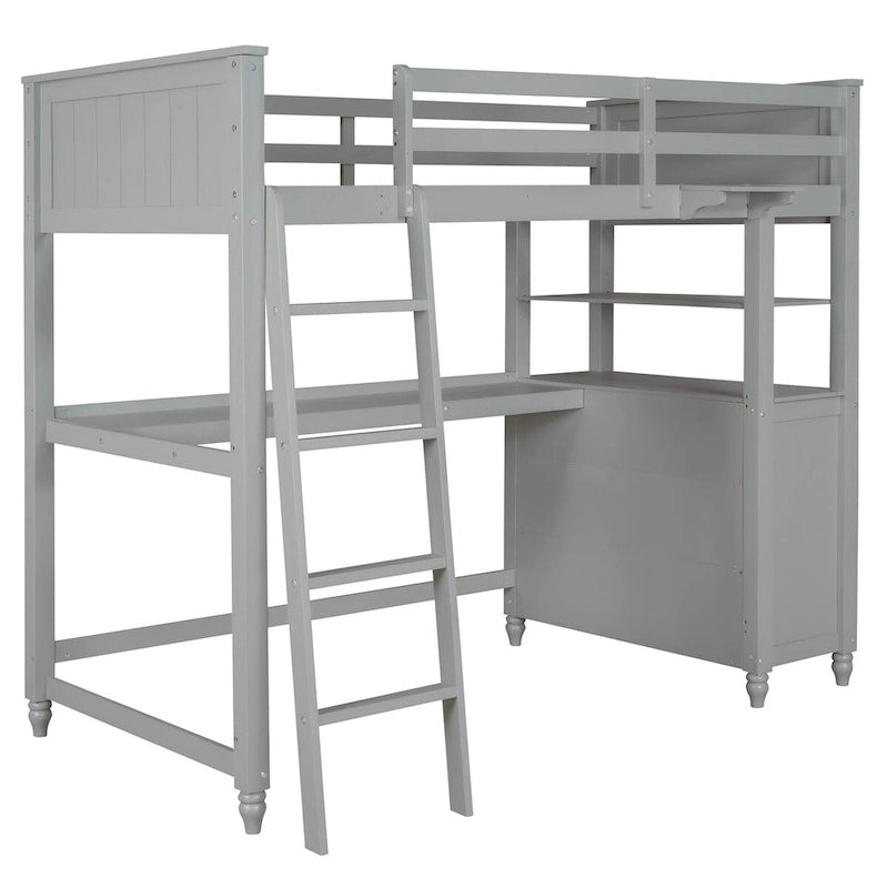 Lit mezzanine simple avec bureau et coiffeuse