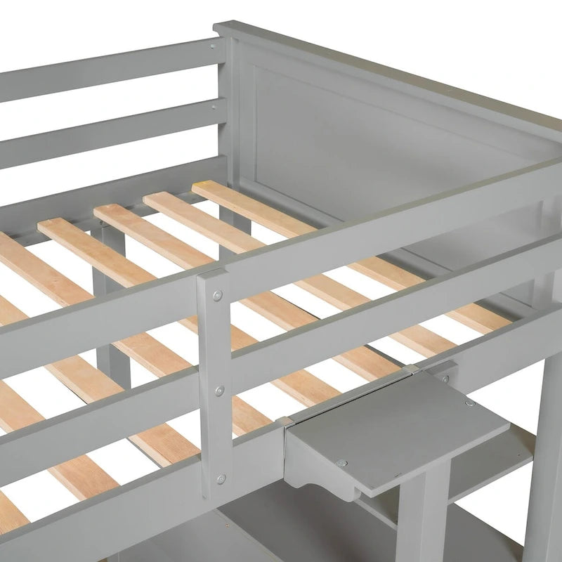 Lit mezzanine simple avec bureau et coiffeuse