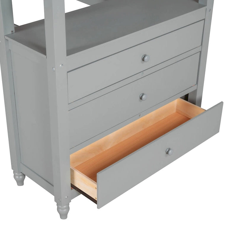 Lit mezzanine simple avec bureau et coiffeuse