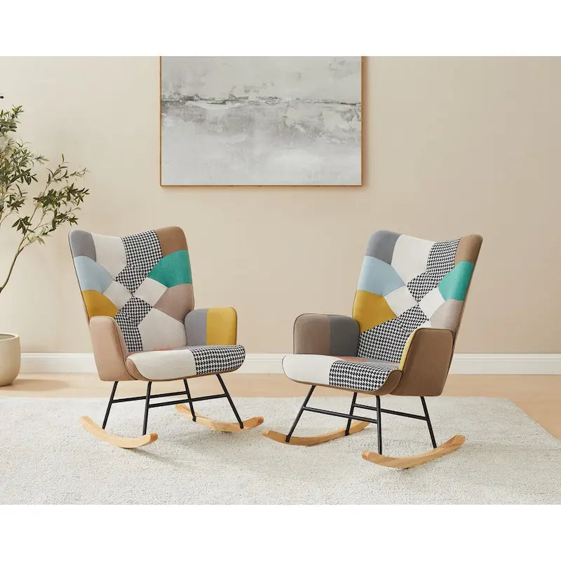 Hochet bébé coussin en lin patchwork
