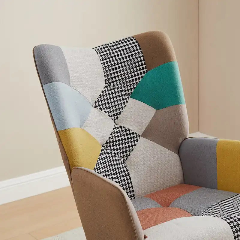 Hochet bébé coussin en lin patchwork