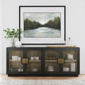 Buffet en pin recyclé et verre
