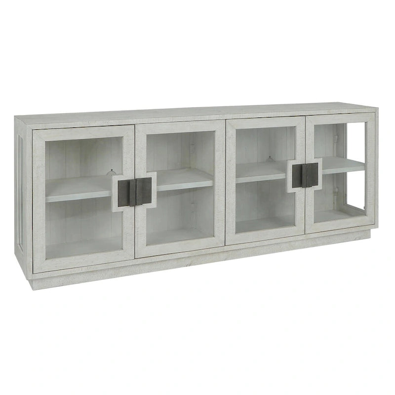 Buffet en pin recyclé et verre